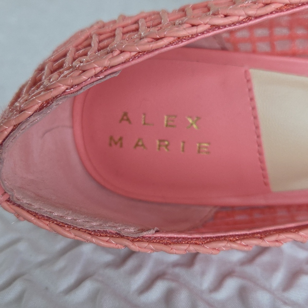 Alex Marie Coral Pink Woven Pointed Kitten Heels 7.5 - Picture 7 of 16
